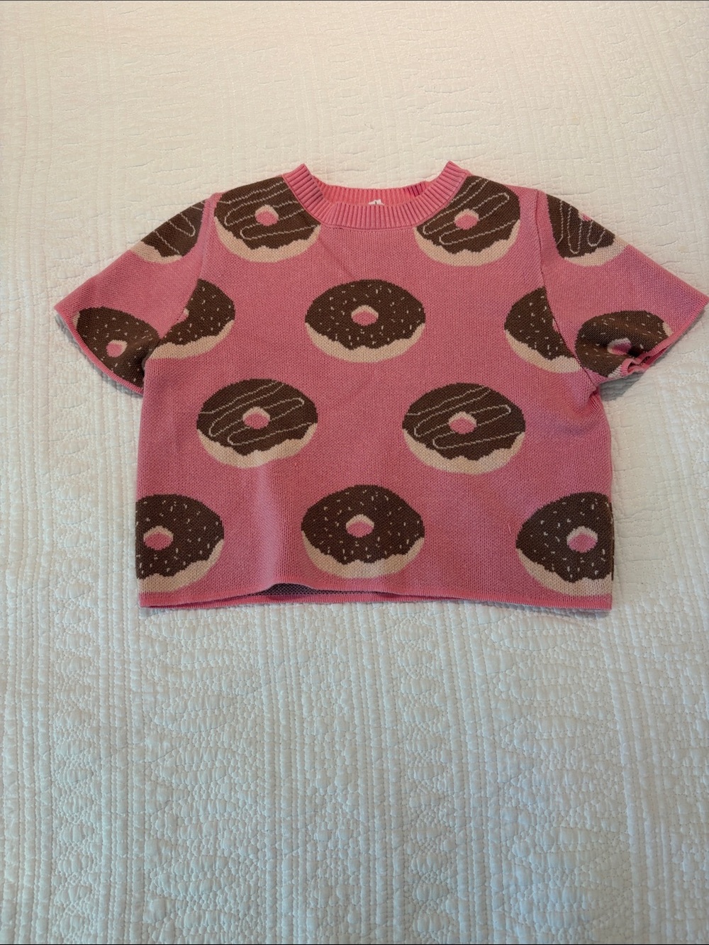 Dreamers Pink Donut Knit Short Sleeve Top